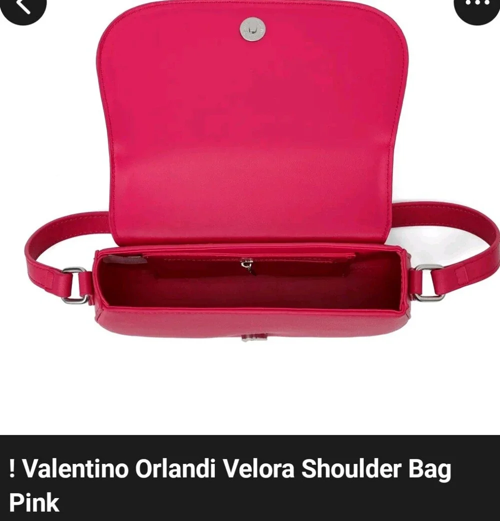 Valentino Orlandi Velora Shoulder Bag - Hot Pink with Silver V Accent